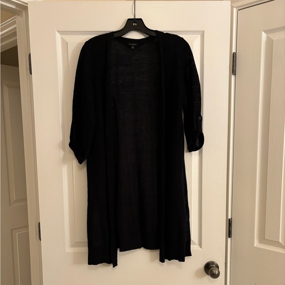 Talbots Black Open Knit Cardigan with Roll Up Sleeves - Picture 5 of 12